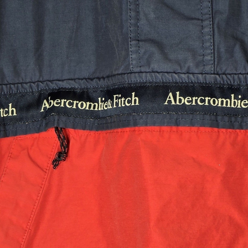 Abercrombie & Fitch Windbreaker Pullover Men's XL‎ Red Blue 90s Logo Colorblock - Picture 3 of 7